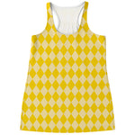 Yellow Harlequin Pattern Print Women's Racerback Tank Top
