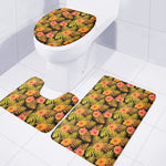 Yellow Hawaiian Tropical Pattern Print 3 Piece Bath Mat Set