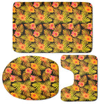 Yellow Hawaiian Tropical Pattern Print 3 Piece Bath Mat Set