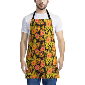 Yellow Hawaiian Tropical Pattern Print Apron