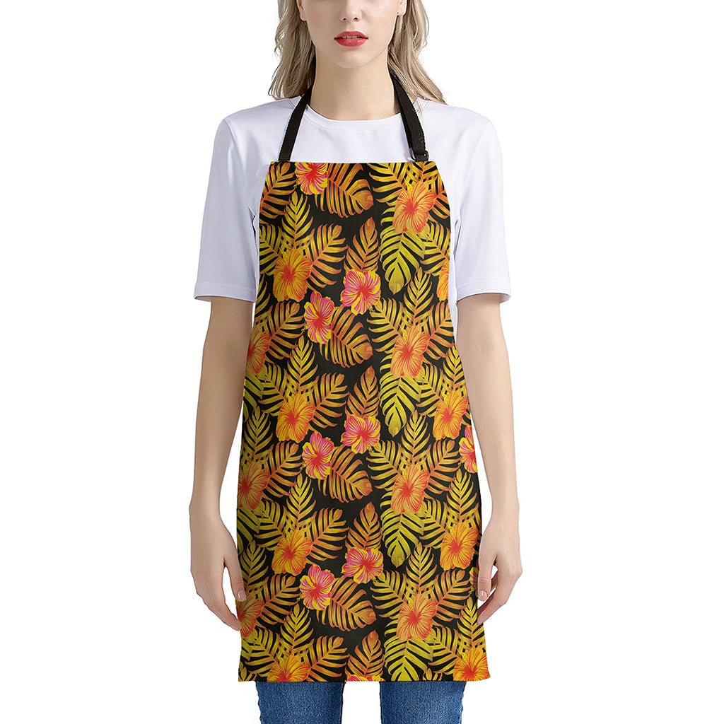 Yellow Hawaiian Tropical Pattern Print Apron