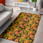 Yellow Hawaiian Tropical Pattern Print Area Rug