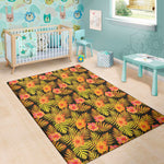 Yellow Hawaiian Tropical Pattern Print Area Rug