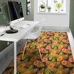 Yellow Hawaiian Tropical Pattern Print Area Rug
