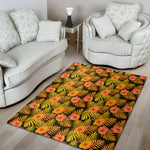 Yellow Hawaiian Tropical Pattern Print Area Rug