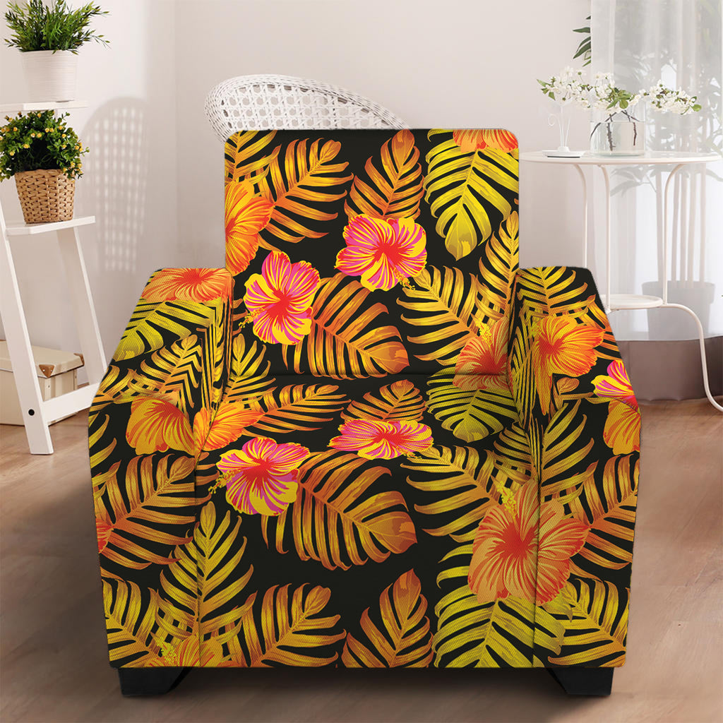Yellow Hawaiian Tropical Pattern Print Armchair Slipcover