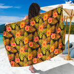 Yellow Hawaiian Tropical Pattern Print Beach Sarong Wrap
