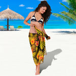 Yellow Hawaiian Tropical Pattern Print Beach Sarong Wrap