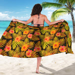 Yellow Hawaiian Tropical Pattern Print Beach Sarong Wrap
