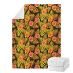 Yellow Hawaiian Tropical Pattern Print Blanket