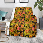 Yellow Hawaiian Tropical Pattern Print Blanket