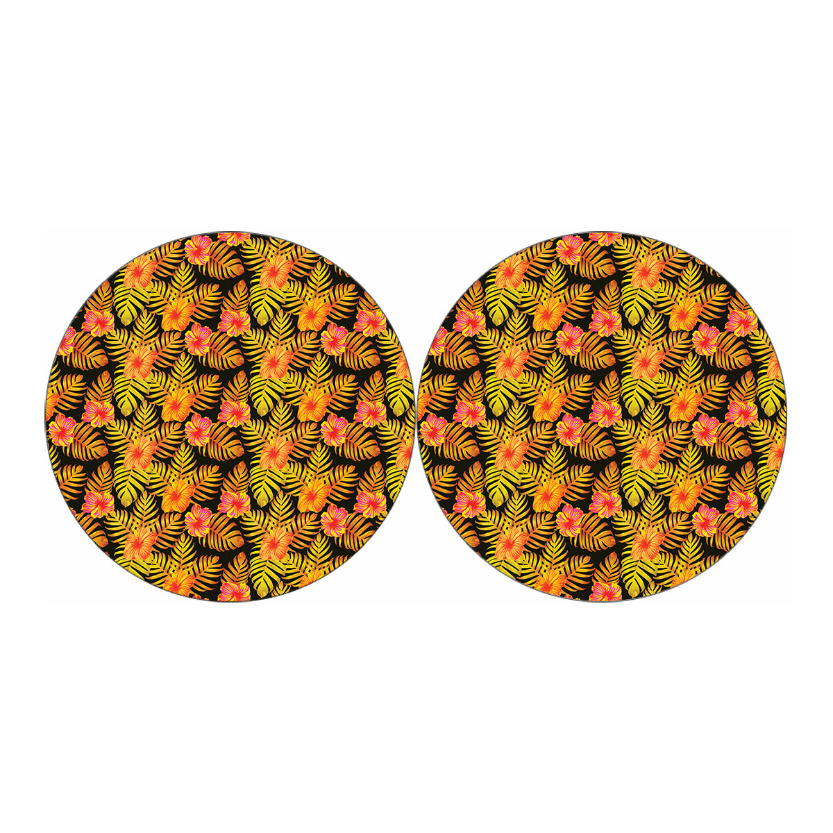 Yellow Hawaiian Tropical Pattern Print Car Coasters