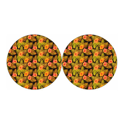 Yellow Hawaiian Tropical Pattern Print Car Coasters