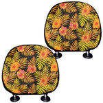 Yellow Hawaiian Tropical Pattern Print Car Headrest Covers