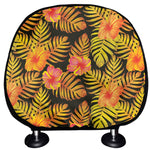 Yellow Hawaiian Tropical Pattern Print Car Headrest Covers