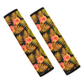 Yellow Hawaiian Tropical Pattern Print Car Seat Belt Covers