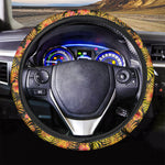 Yellow Hawaiian Tropical Pattern Print Car Steering Wheel Cover