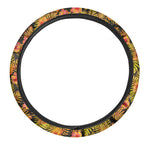 Yellow Hawaiian Tropical Pattern Print Car Steering Wheel Cover