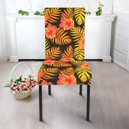 Yellow Hawaiian Tropical Pattern Print Dining Chair Slipcover