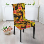 Yellow Hawaiian Tropical Pattern Print Dining Chair Slipcover