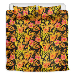 Yellow Hawaiian Tropical Pattern Print Duvet Cover Bedding Set