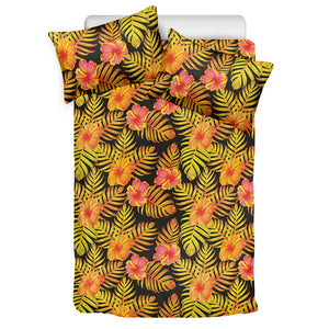 Yellow Hawaiian Tropical Pattern Print Duvet Cover Bedding Set