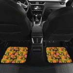 Yellow Hawaiian Tropical Pattern Print Front and Back Car Floor Mats
