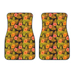 Yellow Hawaiian Tropical Pattern Print Front Car Floor Mats