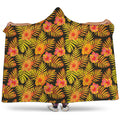 Yellow Hawaiian Tropical Pattern Print Hooded Blanket