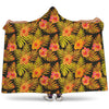 Yellow Hawaiian Tropical Pattern Print Hooded Blanket