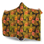Yellow Hawaiian Tropical Pattern Print Hooded Blanket