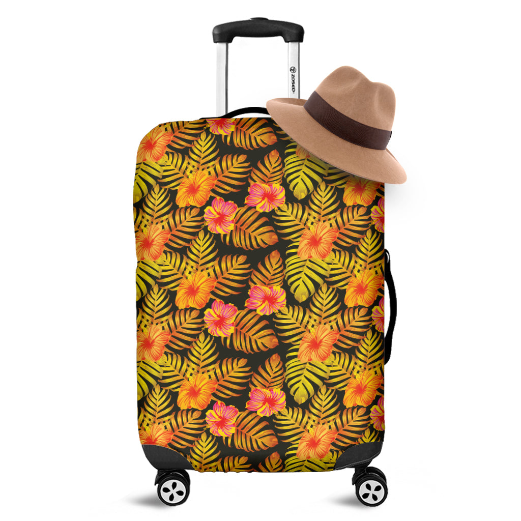 Yellow Hawaiian Tropical Pattern Print Luggage Cover