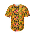 Yellow Hawaiian Tropical Pattern Print Men's Baseball Jersey