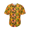 Yellow Hawaiian Tropical Pattern Print Men's Baseball Jersey