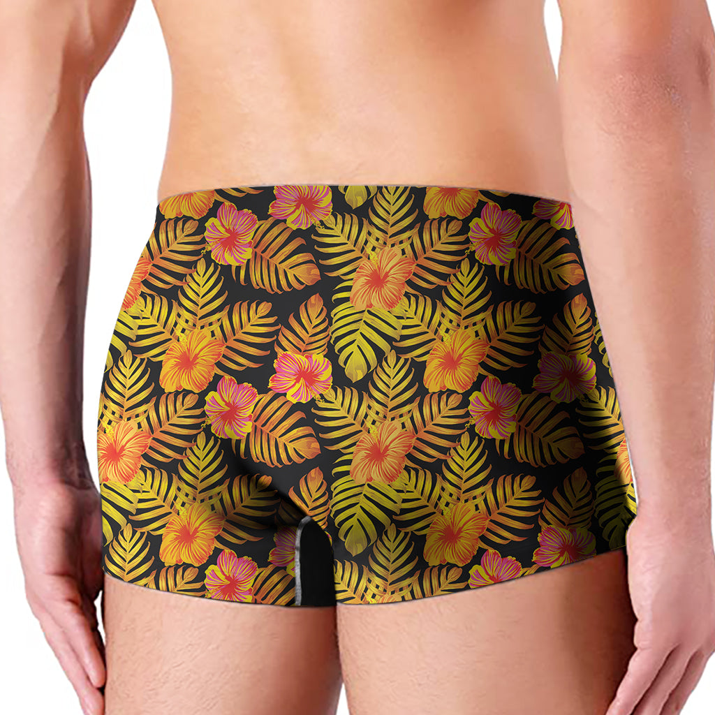 Yellow Hawaiian Tropical Pattern Print Men's Boxer Briefs