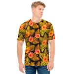 Yellow Hawaiian Tropical Pattern Print Men's T-Shirt
