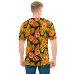 Yellow Hawaiian Tropical Pattern Print Men's T-Shirt