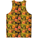 Yellow Hawaiian Tropical Pattern Print Men's Tank Top