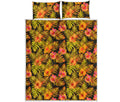 Yellow Hawaiian Tropical Pattern Print Quilt Bed Set