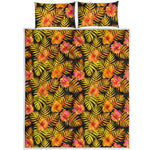Yellow Hawaiian Tropical Pattern Print Quilt Bed Set