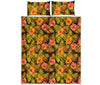 Yellow Hawaiian Tropical Pattern Print Quilt Bed Set