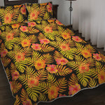 Yellow Hawaiian Tropical Pattern Print Quilt Bed Set
