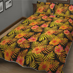 Yellow Hawaiian Tropical Pattern Print Quilt Bed Set