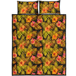 Yellow Hawaiian Tropical Pattern Print Quilt Bed Set