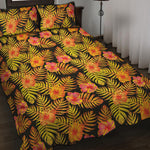 Yellow Hawaiian Tropical Pattern Print Quilt Bed Set