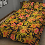 Yellow Hawaiian Tropical Pattern Print Quilt Bed Set