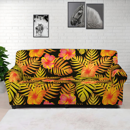 Yellow Hawaiian Tropical Pattern Print Sofa Cover