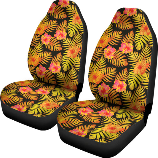 Yellow Hawaiian Tropical Pattern Print Universal Fit Car Seat Covers