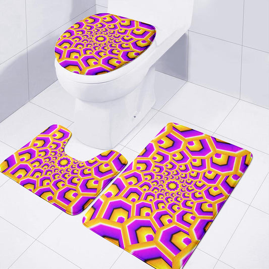 Yellow Hive Moving Optical Illusion 3 Piece Bath Mat Set