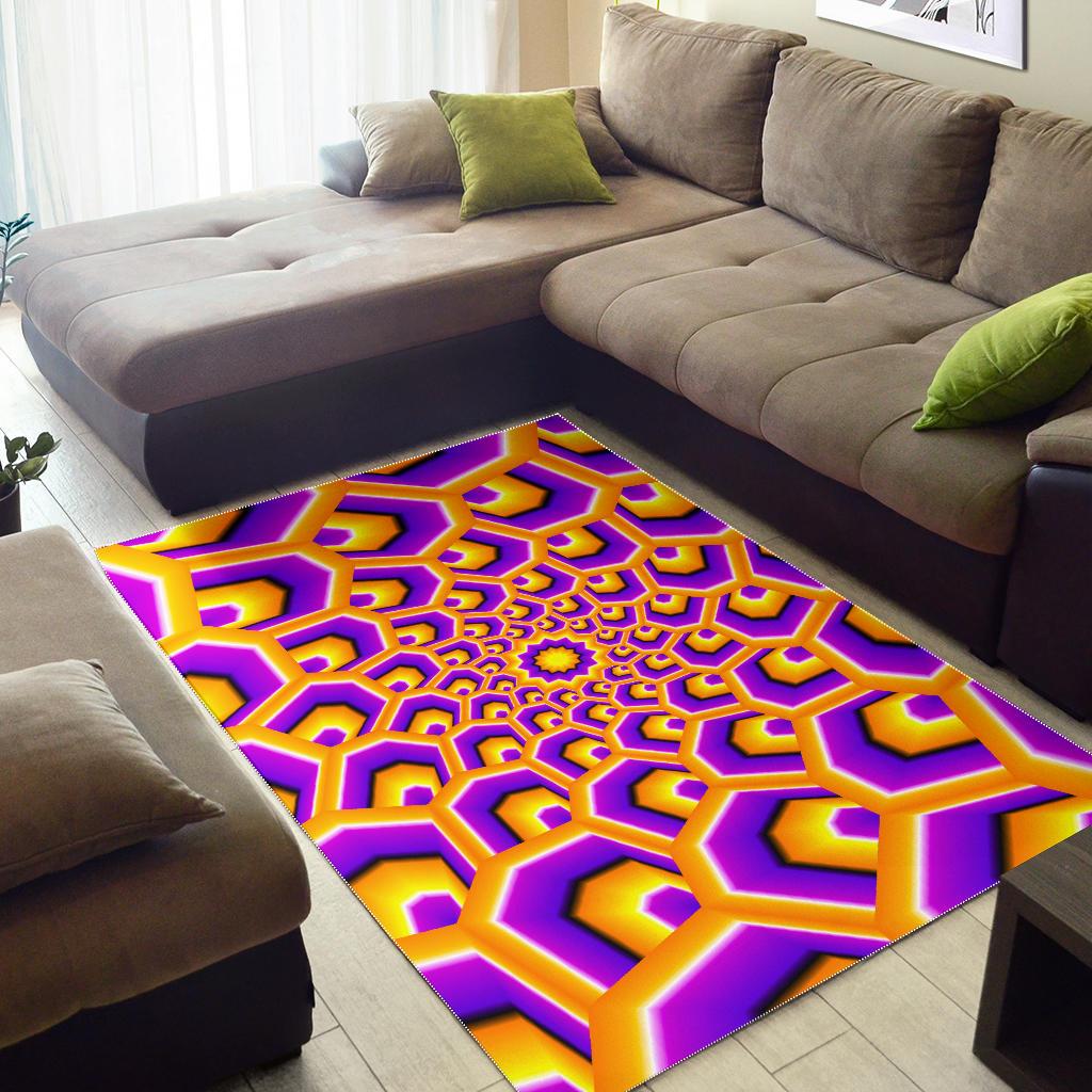 Yellow Hive Moving Optical Illusion Area Rug GearFrost